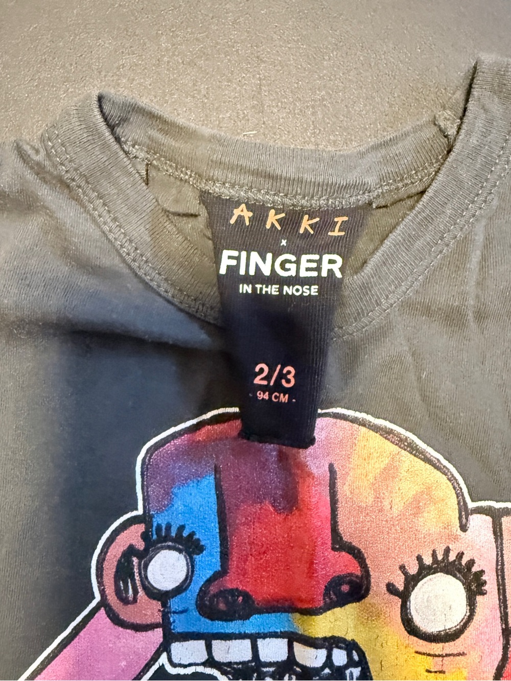 Finger In The Nose Black Long-Sleeve Tee with print by AKKI - limited edition - Picture 2 of 4